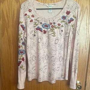 Sundance Floral Embroidered Long Sleeve Top